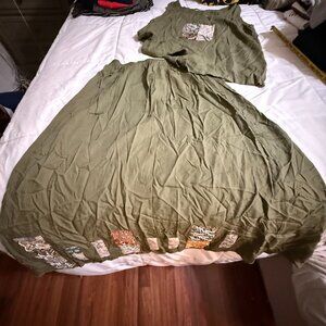 Nativewear Designs women's skirt suit ,size M, olive green,